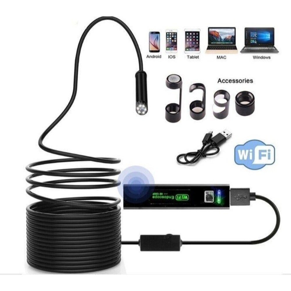 Wireless Endoscope Camera, WiFi Inspection Camera 1200P HD Pipe Camera - NIB